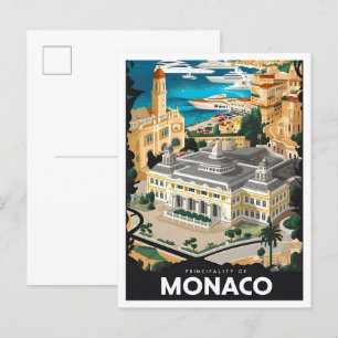 Cartão Postal Principado da Viagens vintage Mônaco