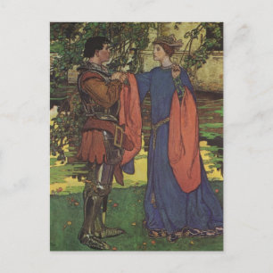 Cartão Postal Príncipe Cavaleiro Herói Vintage Armadura Brilhant
