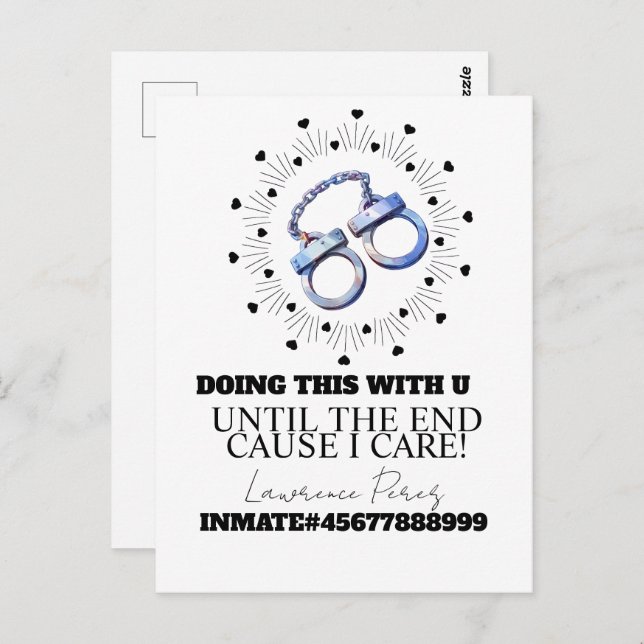 Cartão Postal Prison Cards Long Distance Doing Time Cuffs (Frente/Verso)