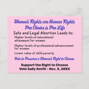 Cartão Postal Pro Choice Roe v Wade Obtenha o voto legal seguro