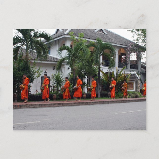 Cartão Postal procissão de luang alms (Frente)