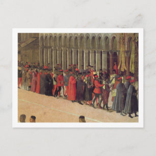 Cartão Postal Procissão na Rua. Quadrado de Mark, detalhes da m