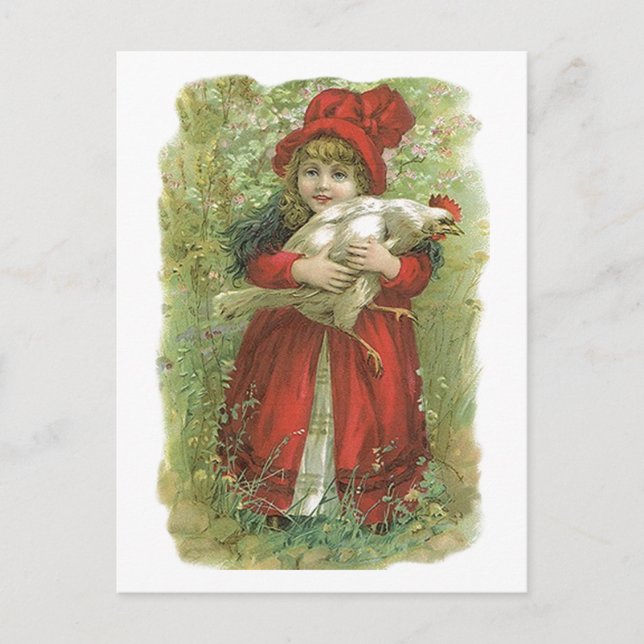 Cartão Postal Produtor de Ovos de Galinha Frango Antigo Vitorian (Frente)