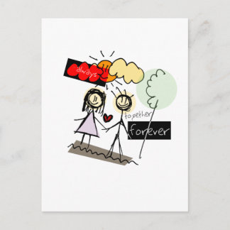 Cartão Postal Produtos de arte divertidos "Sempre juntos para se