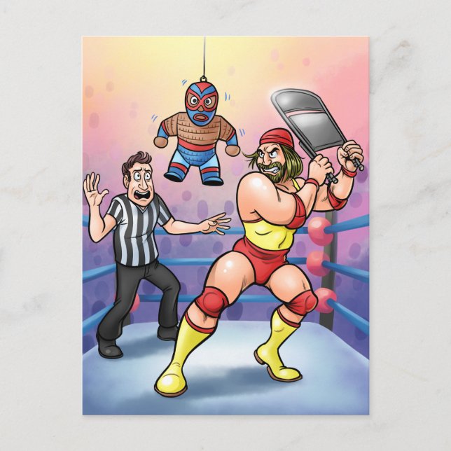 Cartão Postal Professional Wrestling Luchador Piñata Birthday (Frente)
