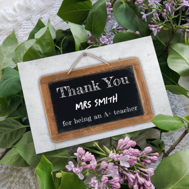 Cartão Postal Professor A+ Obrigado Quadro Negro Escola Vintage (Criador carregado)