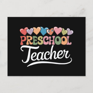 Cartão Postal Professor de Pré-Escola Primeiro Dia Groovy Volta 