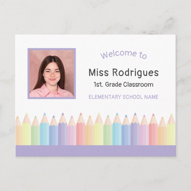 Cartão Postal Professor Personalizado Bem-vindo de Volta à Escol (Frente)