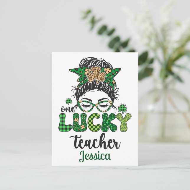 Cartão Postal Professor Sortudo Personalizado (Em pé/Frente)