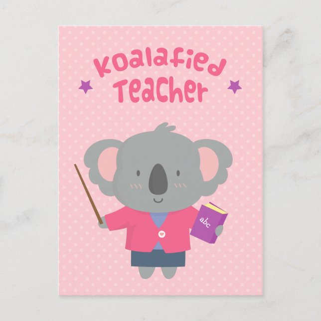 Cartão Postal Professor Urso Coala Engraçadinho e Divertido (Frente)
