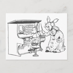 Cartão Postal Professora Bunny Piano e seu aluno