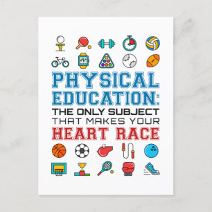 Cartão Postal Professora do PE Phys Ed Gym Coach Heart Race
