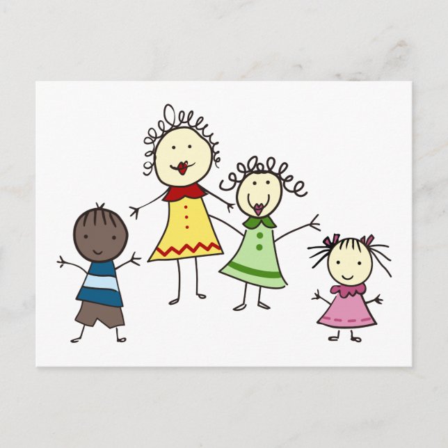 Cartão Postal Professora E Crianças (Frente)