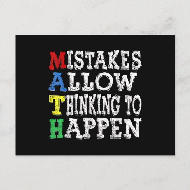 Cartão Postal Professora Math Adora Erros Permitem Pensar (Frente)