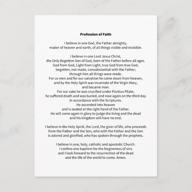 Cartão Postal Profissão de fé (Frente)