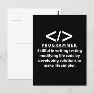 Cartão Postal Programador Codificador Desenvolvedor Programador