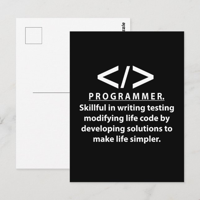 Cartão Postal Programador Codificador Desenvolvedor Programador (Frente/Verso)