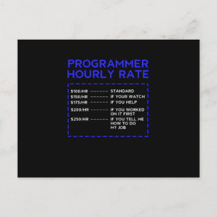 Cartão Postal Programmer Hourly Rate Programming Coding Coder Gi