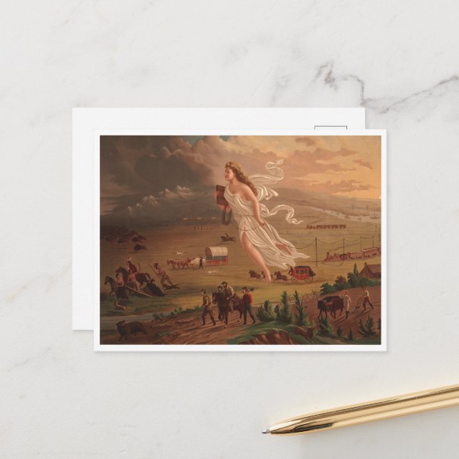 Cartão Postal Progresso americano, John Gast 1872 (Frente/Verso In Situ)