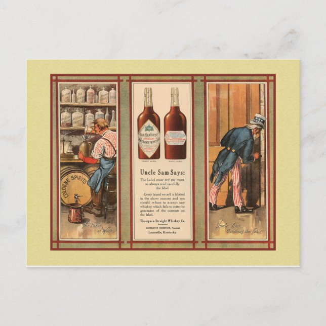Cartão Postal Proibição do Tio Sam do Kentucky Bourbon (Frente)