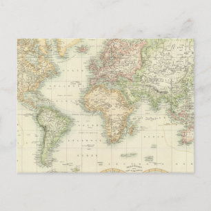 Cartão Postal Projeção mundial do Mercator