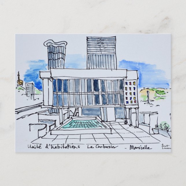 Cartão Postal Projetado por Le Corbusier | Marselha, França (Frente)