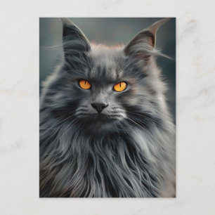 Cartão Postal Projeto de Retrato de Majestoso Gato de Cabelo Lon