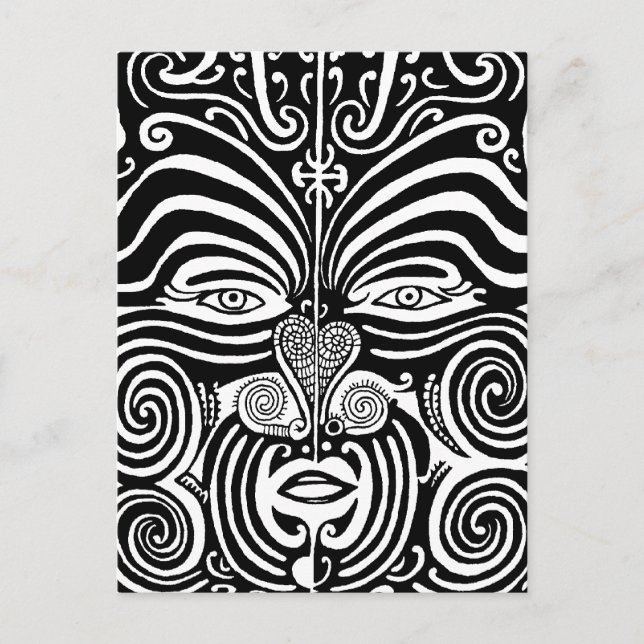 Cartão Postal Projeto tribal maori antigo do tatuagem de Moko (Frente)