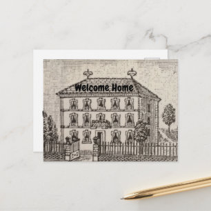 Cartão Postal Promoção de Imóveis Bem-vindo à Casa Vintage