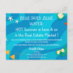 Cartão Postal Promocional de Marketing de Imóveis de Verão