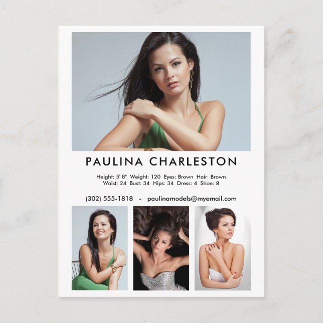 Cartão Postal Promocional do Modelo de Foto do Ator Modelo 4 (Frente)