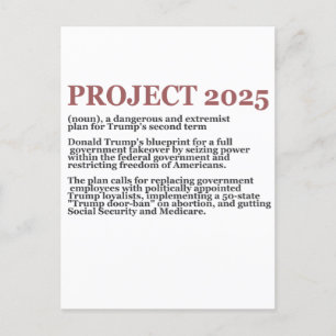 Cartão Postal Promotor-Democracia Anti Project 2025 Trump Republ