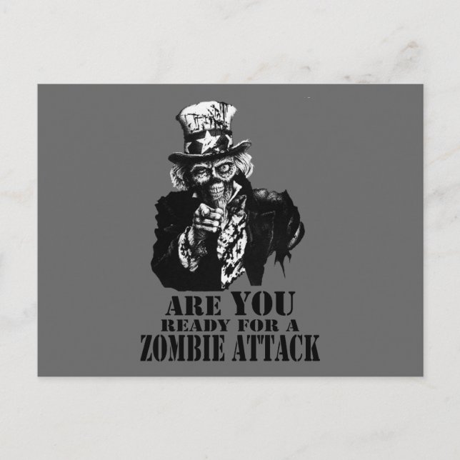 Cartão Postal Pronto Para Ataque Zombie (Frente)