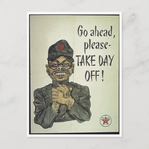 Cartão Postal Propaganda Anti-Japonesa tira dia