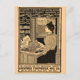 Cartão Postal Propaganda de Máquina de Escrever Art Nouveau Anti