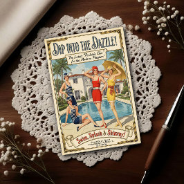Cartão Postal Propaganda de moda de natação chique à beira da pi