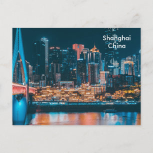 Cartão Postal Propaganda de Viagens Turísticas Vintage de Xangai