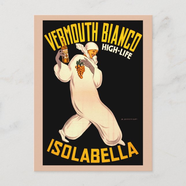 Cartão Postal Propaganda italiana de vermute retrô Vintage (Frente)