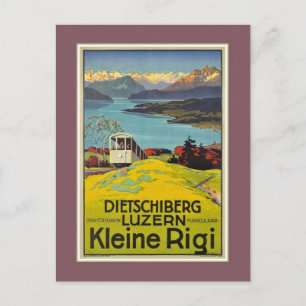 Cartão Postal Propaganda vintage dos Alpes Suíços Lucerna Rigi
