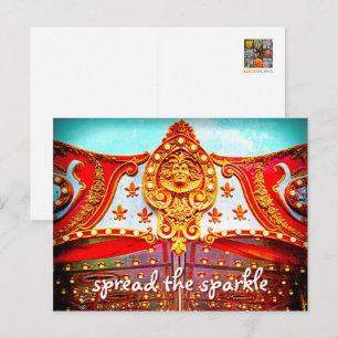 Cartão Postal Propague a citação de brilho rosto dourado carross