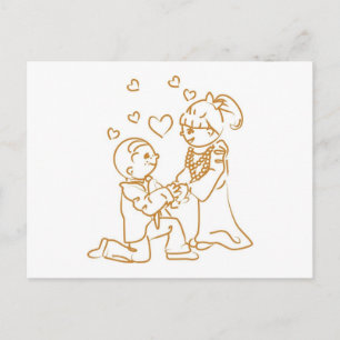 Cartão Postal Propondo Em Um Joelho