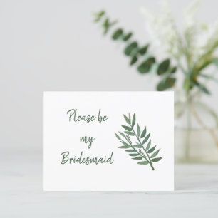 Cartão Postal Proposta de Bridesmaid Botânica de Verde Simples