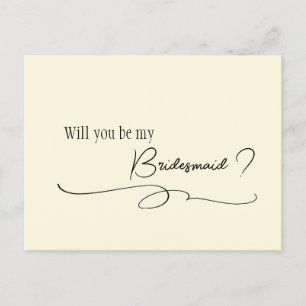 Cartão Postal Proposta de Bridesmaid da Caligrafia Mínima Elegan