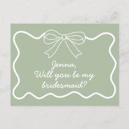 Cartão Postal Proposta de Bridesmaid de Ponta Verde Retroativa
