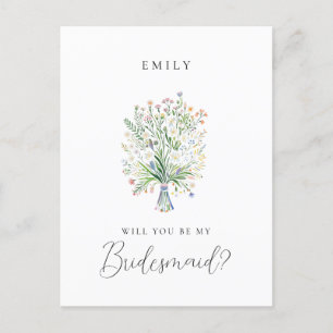 Cartão Postal Proposta de Bridesmaid de primavera Wildflower