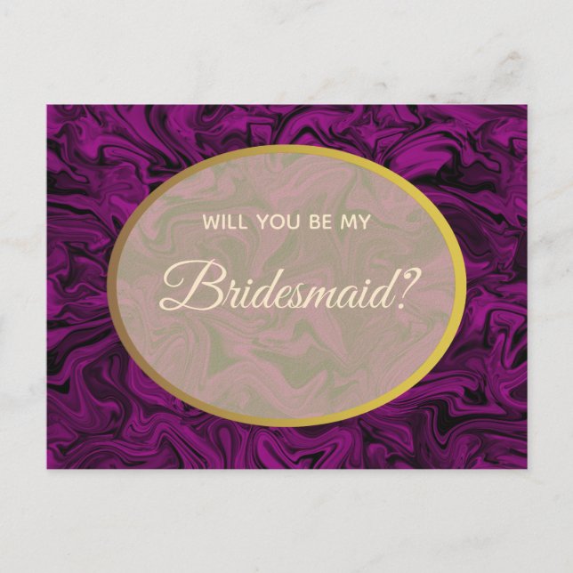 Cartão Postal Proposta de Bridesmaid Roxo Simples (Frente)