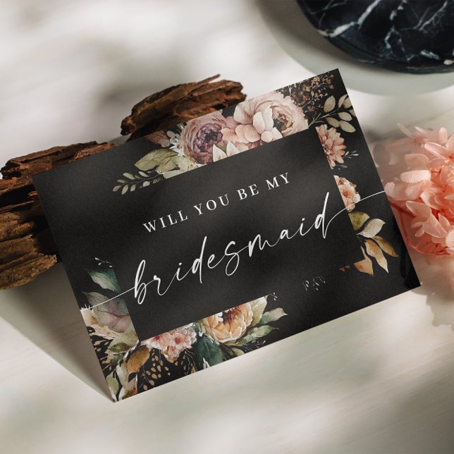 Cartão Postal Proposta de Damas de Honra Boho Outono. Floral de  (Criador carregado)