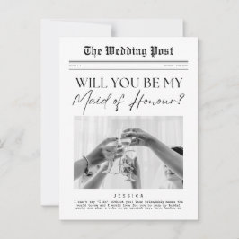 Cartão Postal Proposta de madrinha de casamento, jornal personal