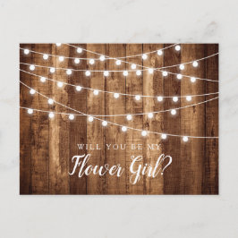 Cartão Postal Proposta de Rapariga Rústica de Madeira e Lâmpadas