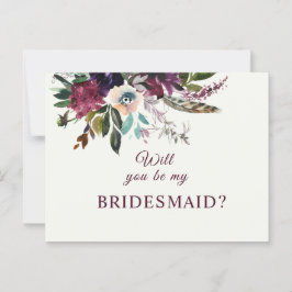 Cartão Postal Proposta Floral Bridesmaid da Burgundy